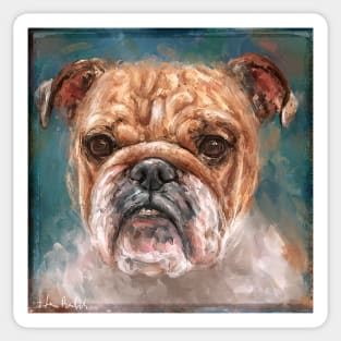 Painting of a Bulldog with Angry Face Sticker